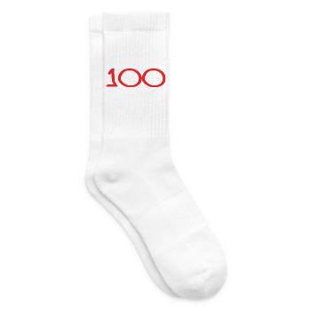 100. 100 JAHRE. 100-JÄHRIGES JUBILÄUM. 100. GEBURTSTAG - Tennissocken - Weiß - Rechts