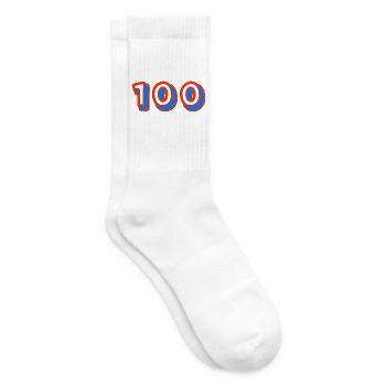 100. 100 JAHRE. 100-JÄHRIGES JUBILÄUM. 100. GEBURTSTAG - Tennissocken - Weiß - Rechts