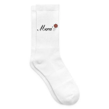 DANKE. THANKS. - GEBURTSTAG. GEBURT. RUHESTAND - Tennissocken - Weiß - Rechts