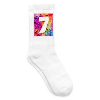 NO. 7 NUMBER 7 COLORFUL 7TH BIRTHDAY - Tennis socks - white - Right