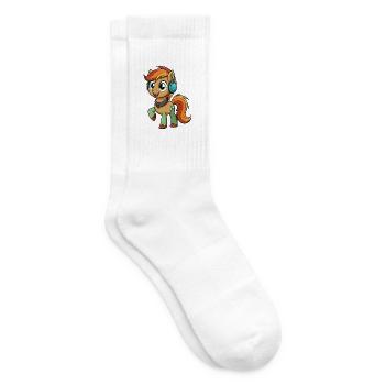 Pony Lustige Zeichentrickfigur Kopfhörer Musik - Tennissocken - Weiß - Rechts