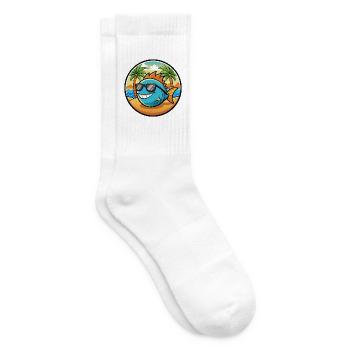 Fisch Lustige Cartoon Sommer Strand Sonnenbrille Aufkleber - Tennissocken - Weiß - Rechts