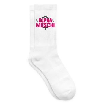 Alpha Muschi Feministin Feminismus Spruch Lustig - Tennissocken - Weiß - Rechts