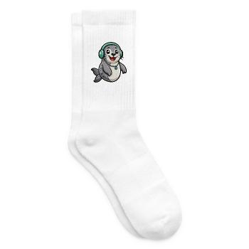 Siegel Lustige Zeichentrickfigur Kopfhörer Musik - Tennissocken - Weiß - Rechts