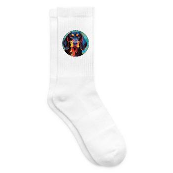 Deutsch Drahthaar Vorstehhund Rasse Aquarell - Tennissocken - Weiß - Rechts