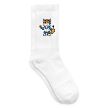 Luchs Lustige Zeichentrickfigur Kopfhörermusik - Tennissocken - Weiß - Rechts