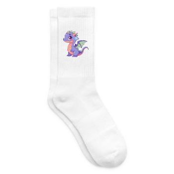 Drache Niedlich Glücklich Kawaii Cartoon Clipart Tier - Tennissocken - Weiß - Rechts