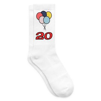 20. 20 ANS. 20e ANNIVERSAIRE. ANNIVERSAIRE 20 ANS. - Chaussettes de tennis - blanc - Droite