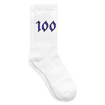 100. 100 YEARS. 100th ANNIVERSARY. BIRTHDAY 100 - Tennis socks - white - Right
