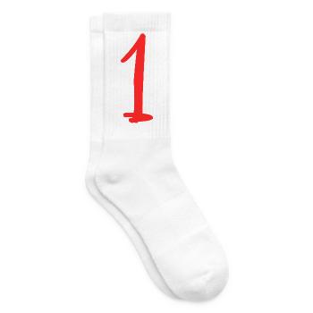 1. 1 JAHR. 1. JAHRESTAG. GEBURTSTAG 1 JAHR. EINS - Tennissocken - Weiß - Rechts