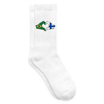 Brasilien Finnland Flagge Hände Herzform - Tennissocken - Weiß - Rechts
