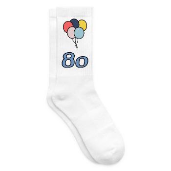 80. 80 ANS. 80e ANNIVERSAIRE. ANNIVERSAIRE 80 ANS. - Chaussettes de tennis - blanc - Droite