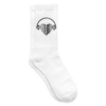 Heart Shape Headphone Design - Tennis socks - white - Right
