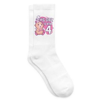 4. Geburtstag Meerschweinchen Mädchen 4 Jahre alt - Tennissocken - Weiß - Rechts