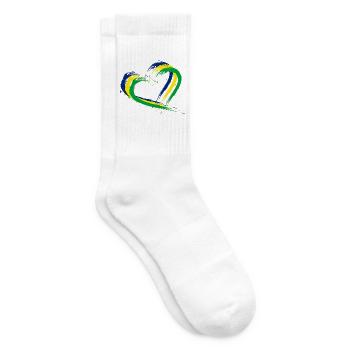 Herz Bürste Flagge Brasilien Fahne Farben Vektor - Tennissocken - Weiß - Rechts