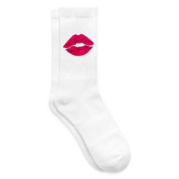 Gesichtsmaske Lippen Kussmund - Tennissocken - Weiß - Rechts