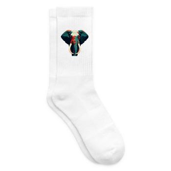 Elephant Cartoon Character Colorful Pet Animal - Tennis socks - white - Right