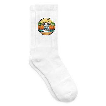Kuh Lustige Cartoon Sommer Strand Sonnenbrille Aufkleber - Tennissocken - Weiß - Rechts