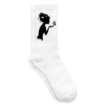 Weibliche Schmetterlinge - Tennissocken - Weiß - Rechts