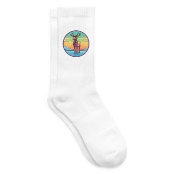 Karibu Aquarell Karikatur Kawaii Clipart Tier - Tennissocken - Weiß - Rechts