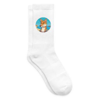 Kojote Aquarell Cartoon Kawaii Clipart Tier - Tennissocken - Weiß - Rechts