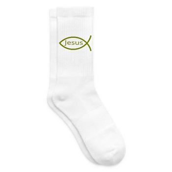 Jesusfisch grün Ichthys Fisch Fische - Tennissocken - Weiß - Rechts