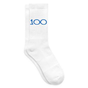 100. 100 JAHRE. 100-JÄHRIGES JUBILÄUM. 100. GEBURTSTAG - Tennissocken - Weiß - Rechts