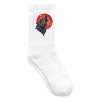 Loup hurlant, pleine lune - Chaussettes de tennis - blanc - Droite