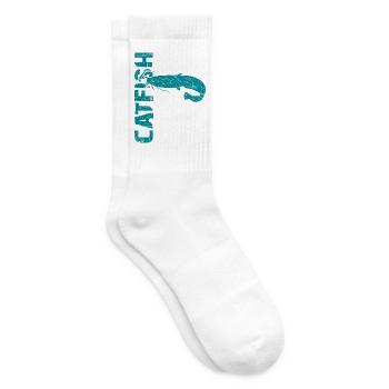Pêche au poisson-chat Pêche sportive Poisson fort - Chaussettes de tennis - blanc - Droite