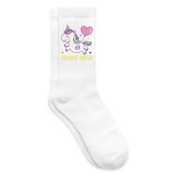 Große Schwester Einhorn - Tennissocken - Weiß - Rechts