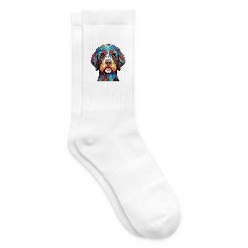 Friesische Wasserhundrasse Aquarell-Illustration - Tennissocken - Weiß - Rechts