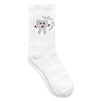 SweetTooth – Zahn, der Süßigkeiten liebt - Tennissocken - Weiß - Rechts