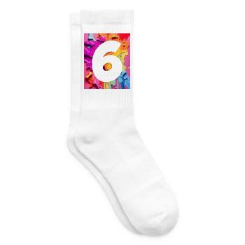 NO. 6 NUMBER 6 COLORFUL 6TH BIRTHDAY - Tennis socks - white - Right
