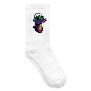 Krokodil Alligator Reptilien Kroko Liebe Krokodile - Tennissocken - Weiß - Rechts
