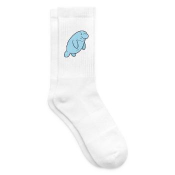 Seekuh-Karikatur-Kawaii-Aquarellillustration - Tennissocken - Weiß - Rechts