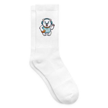 Eisbär Lustige Zeichentrickfigur Kopfhörer Musik - Tennissocken - Weiß - Rechts