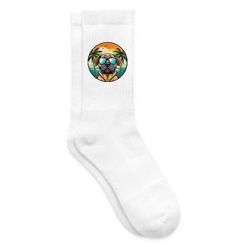 Englische Dogge Hund Rasse Cartoon Sonnenbrille Strand - Tennissocken - Weiß - Rechts