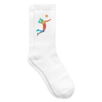 Volleyball Spieler Farbklecks Kinder Volleyballer - Tennissocken - Weiß - Rechts