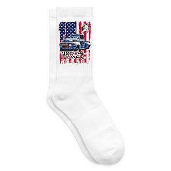 Patriotischer Vintage-Pickup mit Adler - Tennissocken - Weiß - Rechts