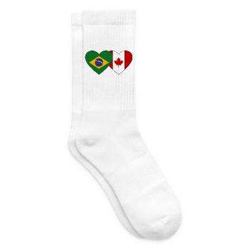 Brazil Canada Heart Flag - Tennis socks - white - Right