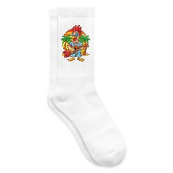 Lustige Hahn Sommer Strand Sonnenbrille Hawaiianisch - Tennissocken - Weiß - Rechts