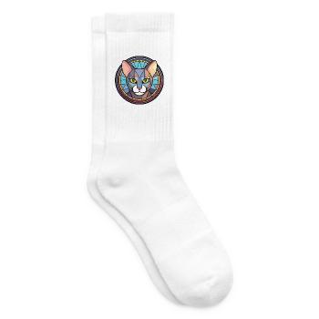 Ägyptische Mau-Katze bunte Aquarell-Illustration - Tennissocken - Weiß - Rechts