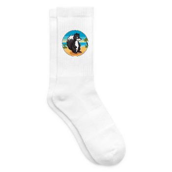 Stinktier-Aquarell-Cartoon-Kawaii-Clipart-Tier - Tennissocken - Weiß - Rechts