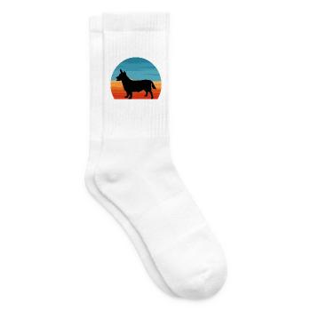 Lancashire Heeler Hund Liebe Silhouette Retro Sonnenuntergang - Tennissocken - Weiß - Rechts