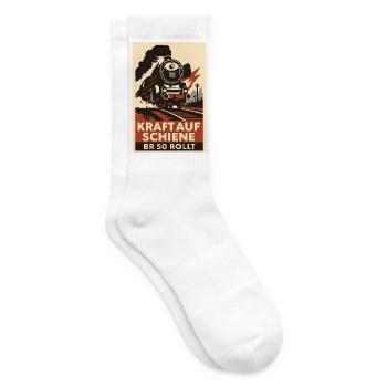 Eisenbahn Kraft auf Schiene BR 50 rollt Güterzug - Tennissocken - Weiß - Rechts