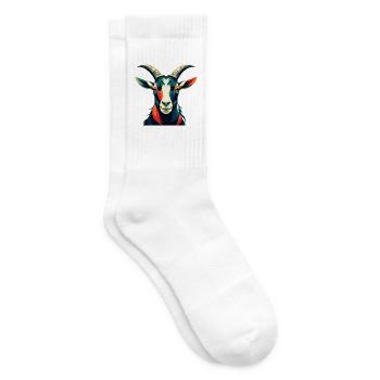 Goat Cartoon Character Colorful Pet Animal - Tennis socks - white - Right