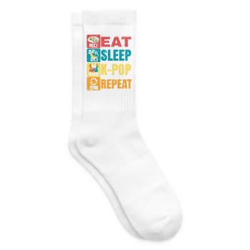 Eat Sleep K-Pop Repeat Koreanische Musik Südkorea - Tennissocken - Weiß - Rechts