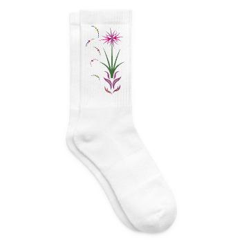 Blumenranke, Ornament - Tennissocken - Weiß - Rechts