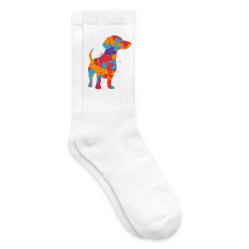 Dackel Mama bunter Dachshund Kinder Mädchen Teckel - Tennissocken - Weiß - Rechts