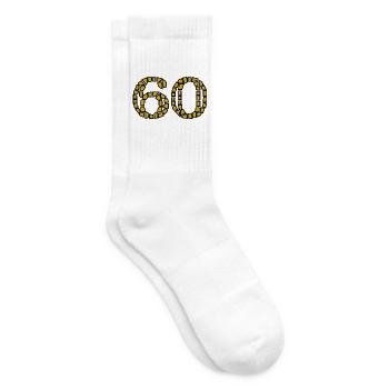 60. 60 YEARS. 60th ANNIVERSARY. 60TH BIRTHDAY. - Tennis socks - white - Right
